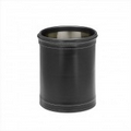 10.75" Stitched Black Round Wastebasket